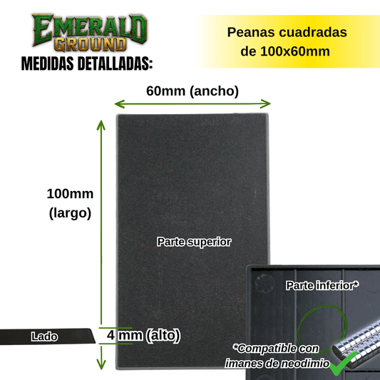 Peanas cuadradas de 100x60mm