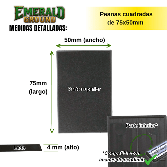 Peanas cuadradas de 75x50mm