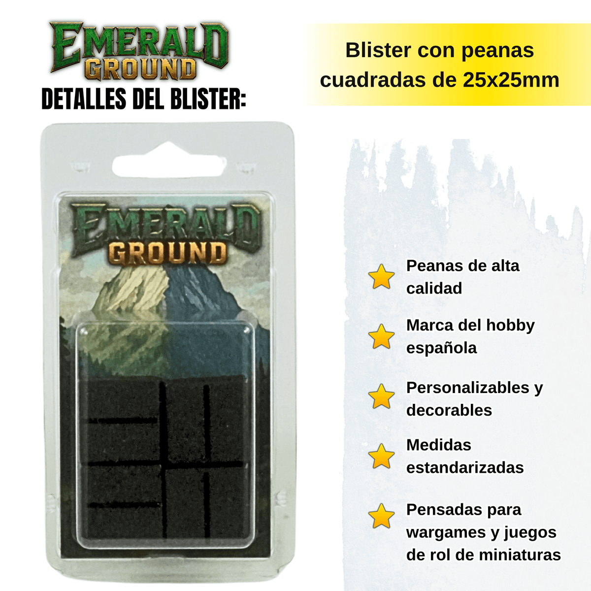 Peanas cuadradas de 25x25mm con ranura