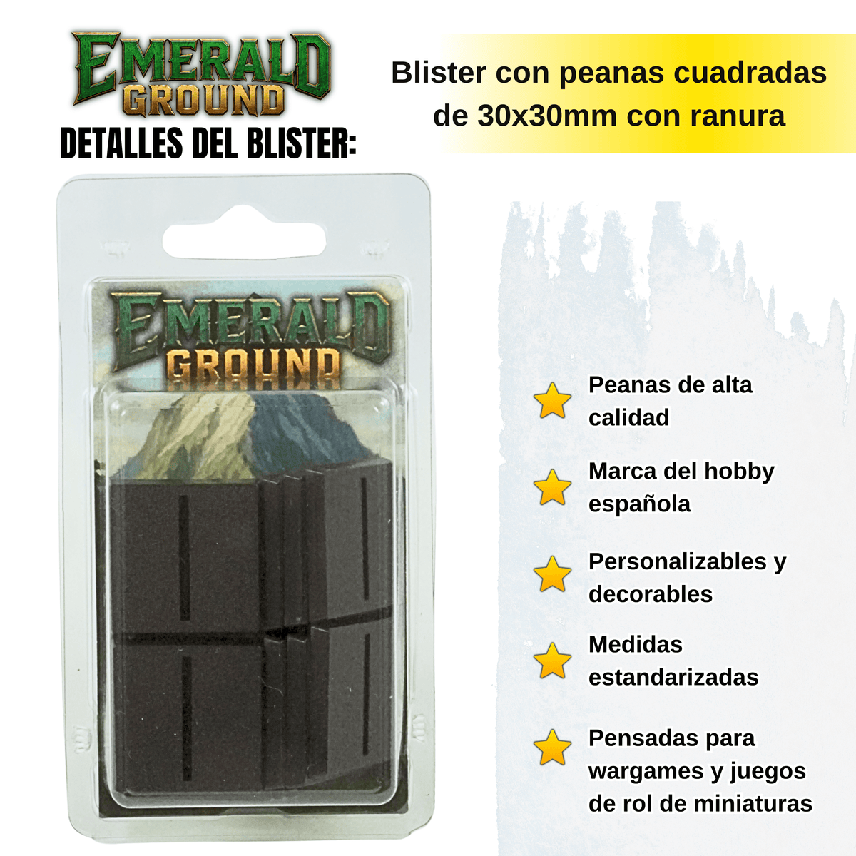 Peanas cuadradas de 30x30mm con ranura