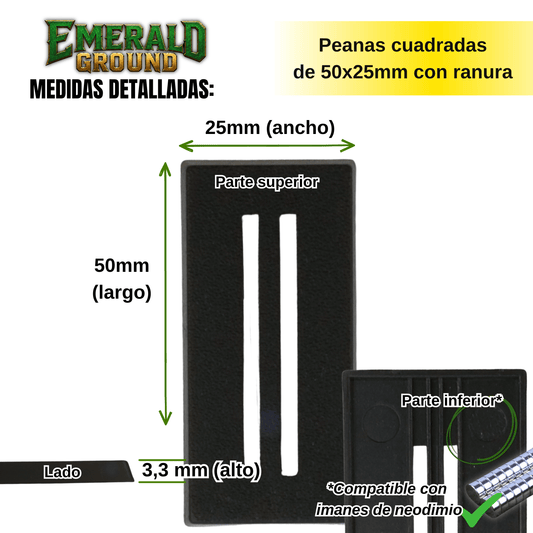 Peanas cuadradas de 60x30mm con ranura