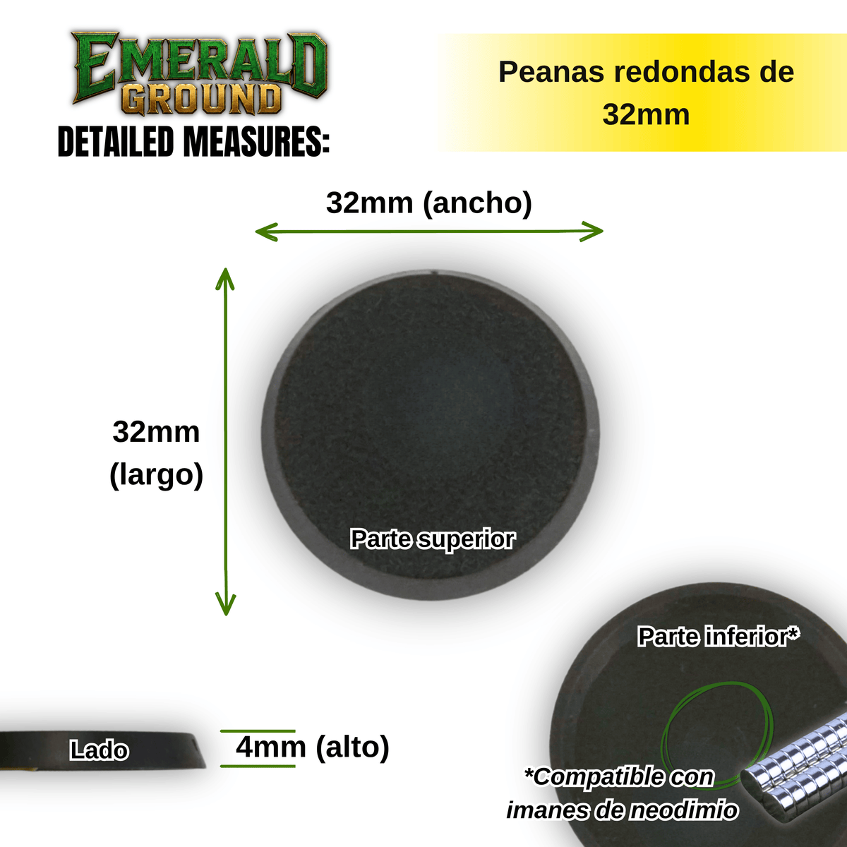 Peanas redondas de 32mm