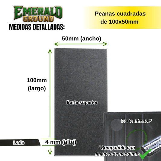 Peanas cuadradas de 100x50mm