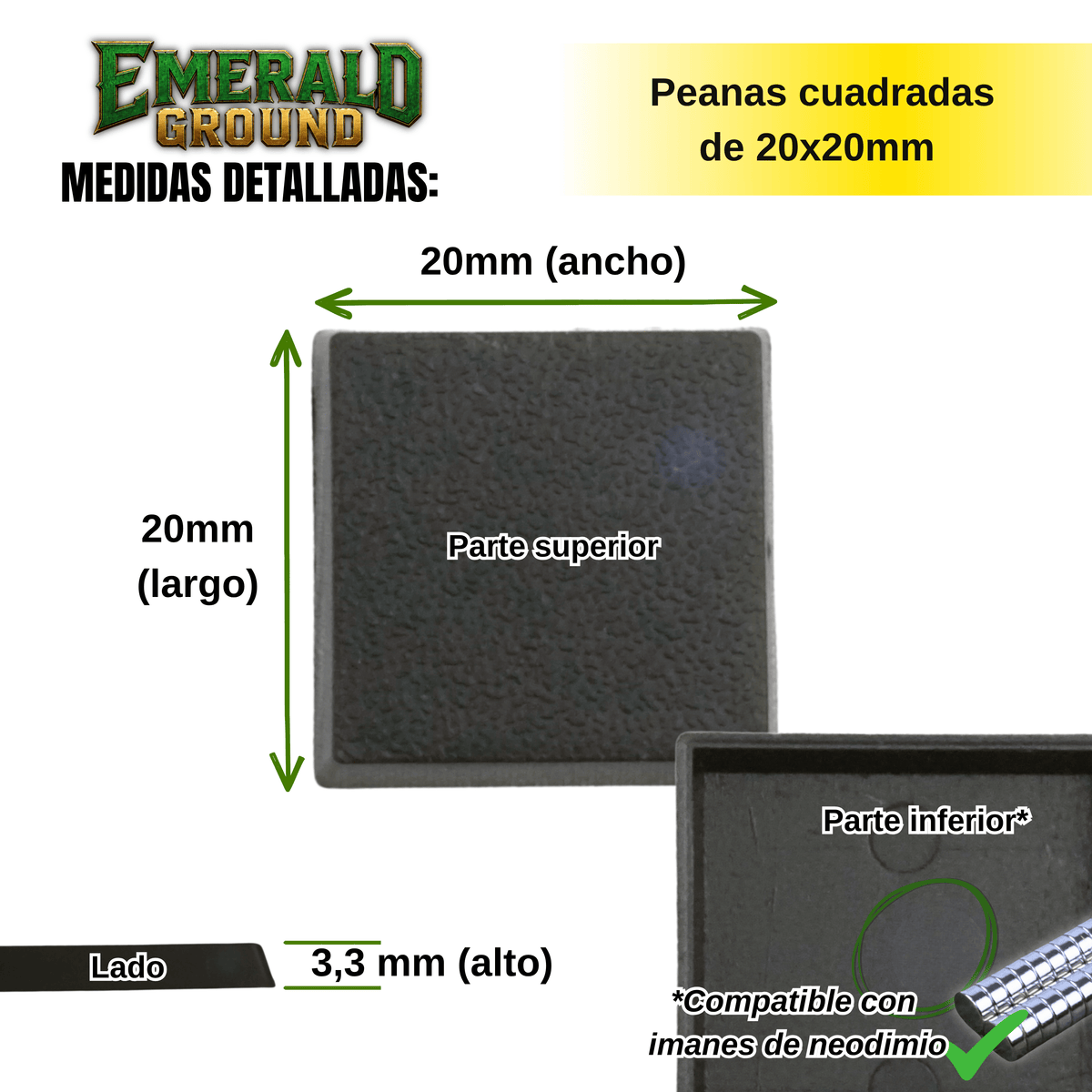 Peanas cuadradas de 20x20mm