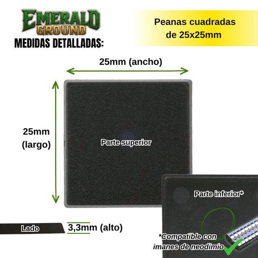 Peanas cuadradas de 25x25mm