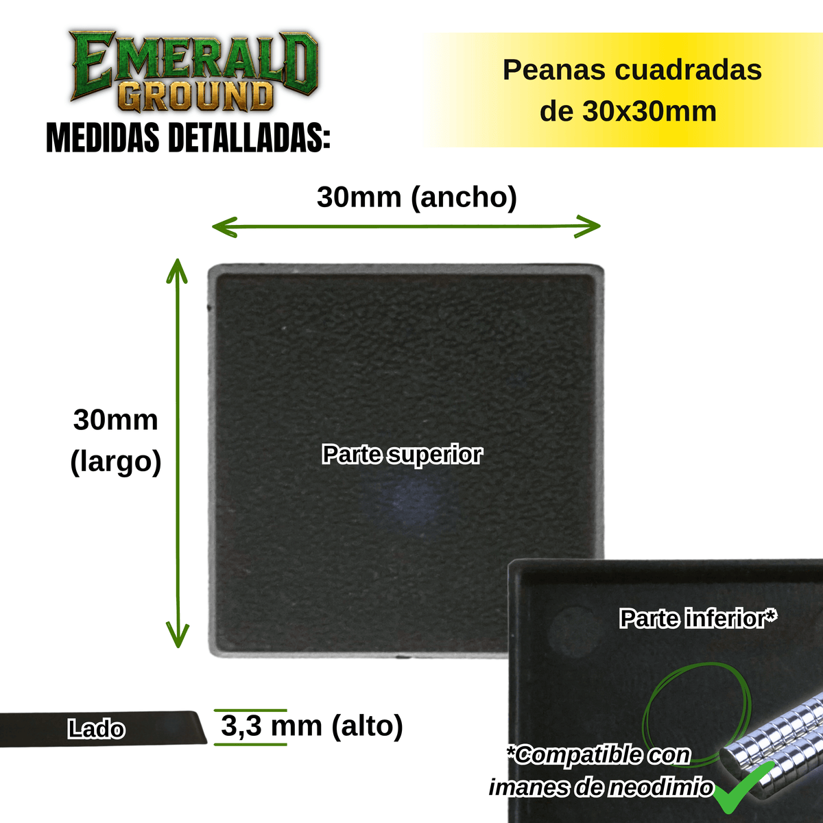 Peanas cuadradas de 30x30mm