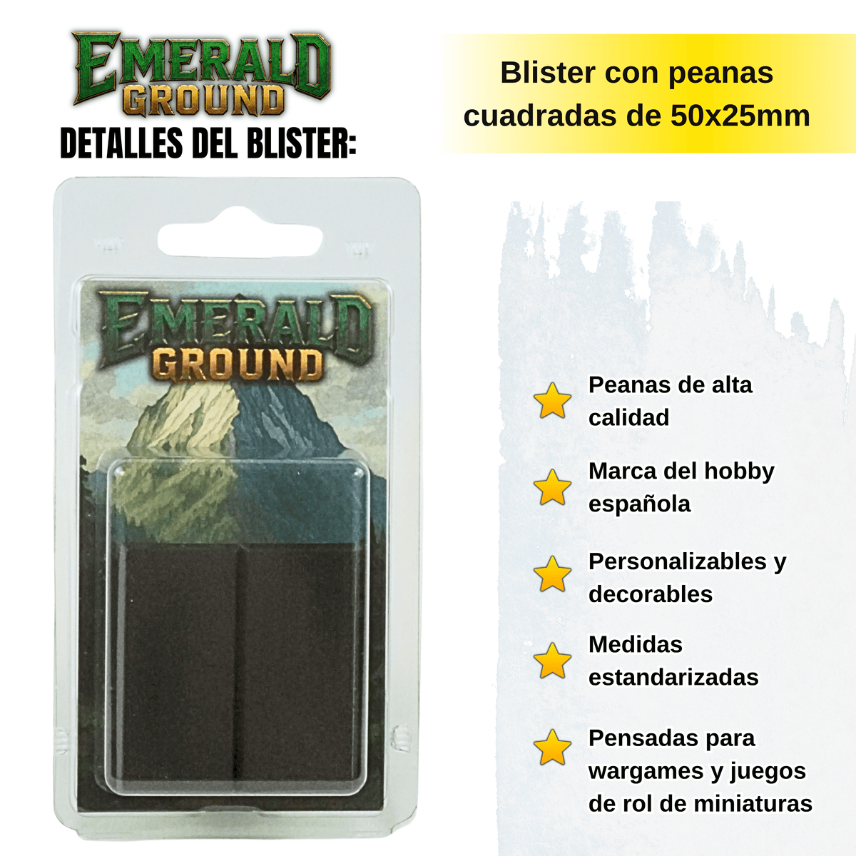 Peanas cuadradas de 50x25mm