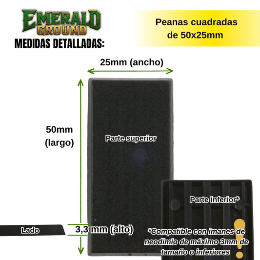 Peanas cuadradas de 50x25mm