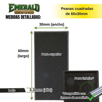 Peanas cuadradas de 60x30mm