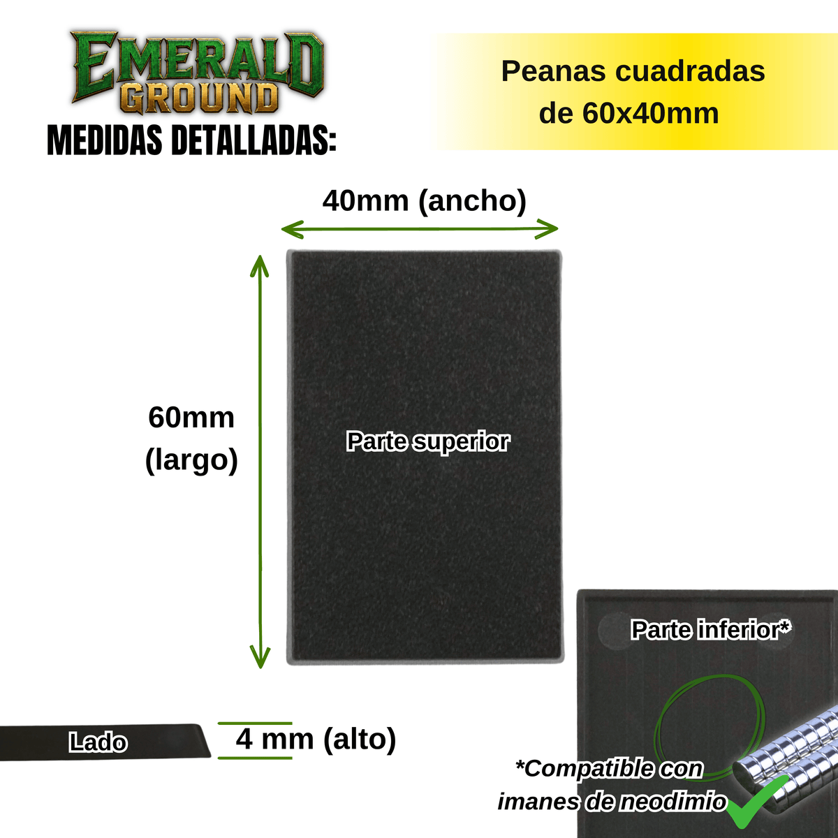 Peanas cuadradas de 60x40mm