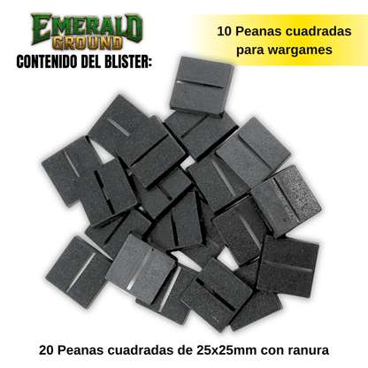 Peanas cuadradas de 25x25mm con ranura