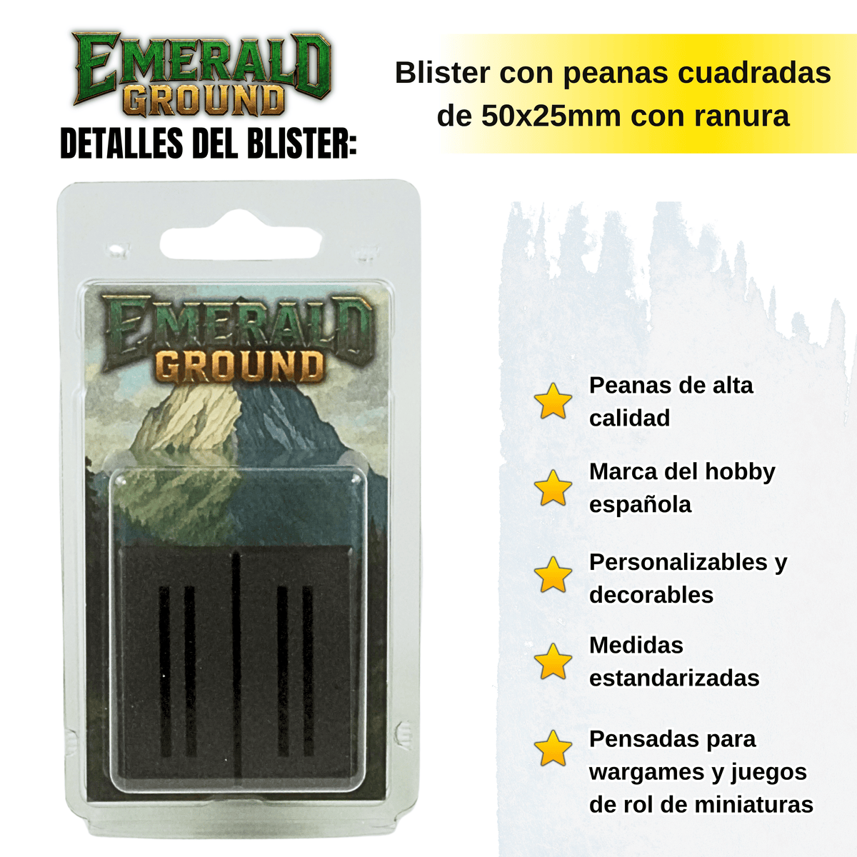 Peanas cuadradas de 50x25mm con ranura