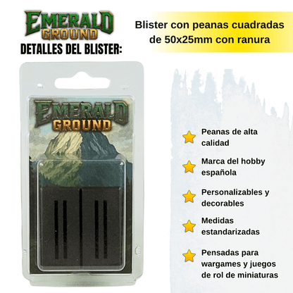 Peanas cuadradas de 50x25mm con ranura