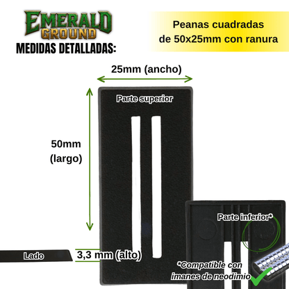 Peanas cuadradas de 50x25mm con ranura