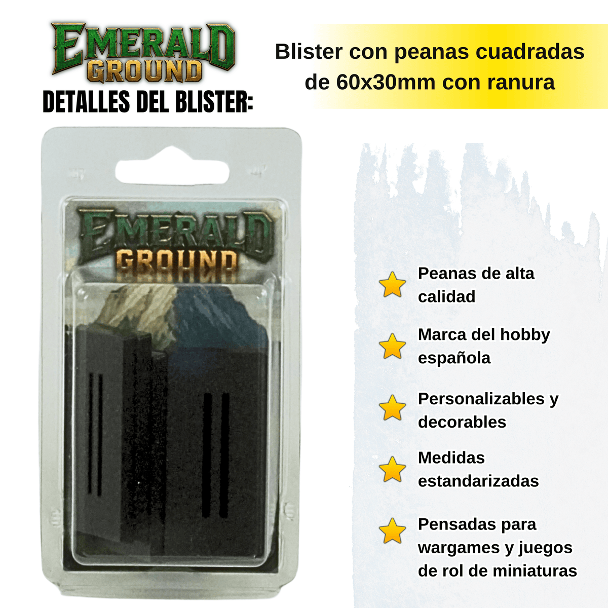 Peanas cuadradas de 60x30mm con ranura