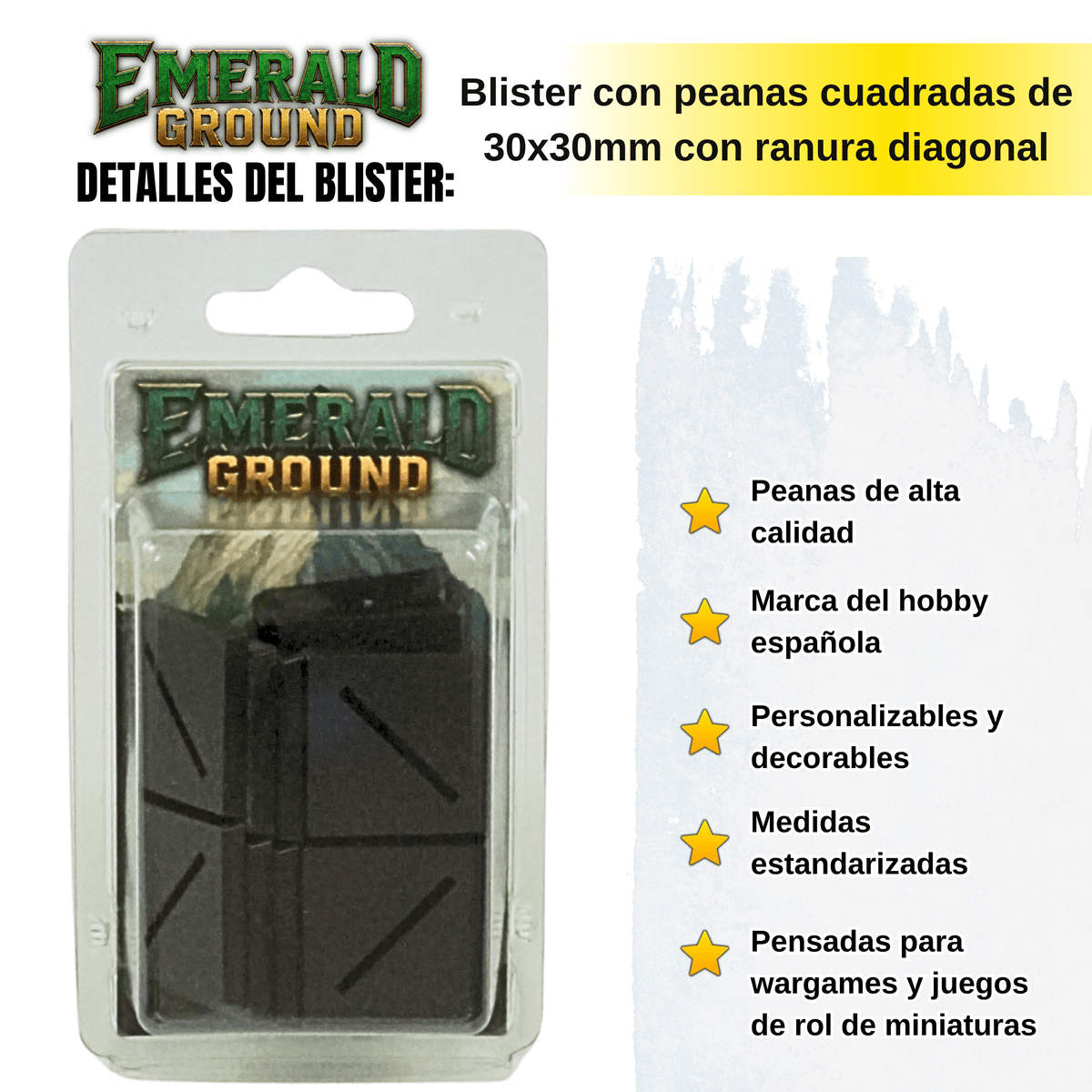 Peanas cuadradas de 30x30mm con ranura diagonal