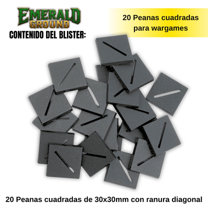 Peanas cuadradas de 30x30mm con ranura diagonal
